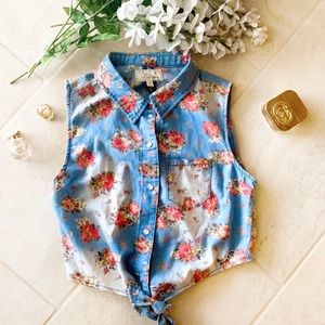 Vintage Forever 21 button up tie knot shirt